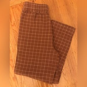 Used - Madewell Pull-On High Rise Tapered Pants. Rust Plaid Windowpane.